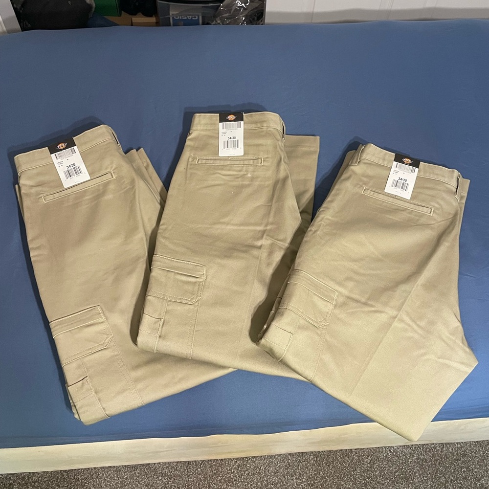 Dickies Men's Khaki Cargo Pants x3